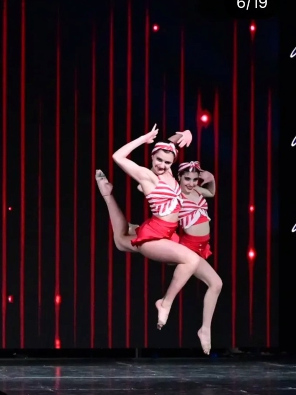 Pin Up - Red Striped Dance Costume Top, Shorts And A Headband. Adult Small